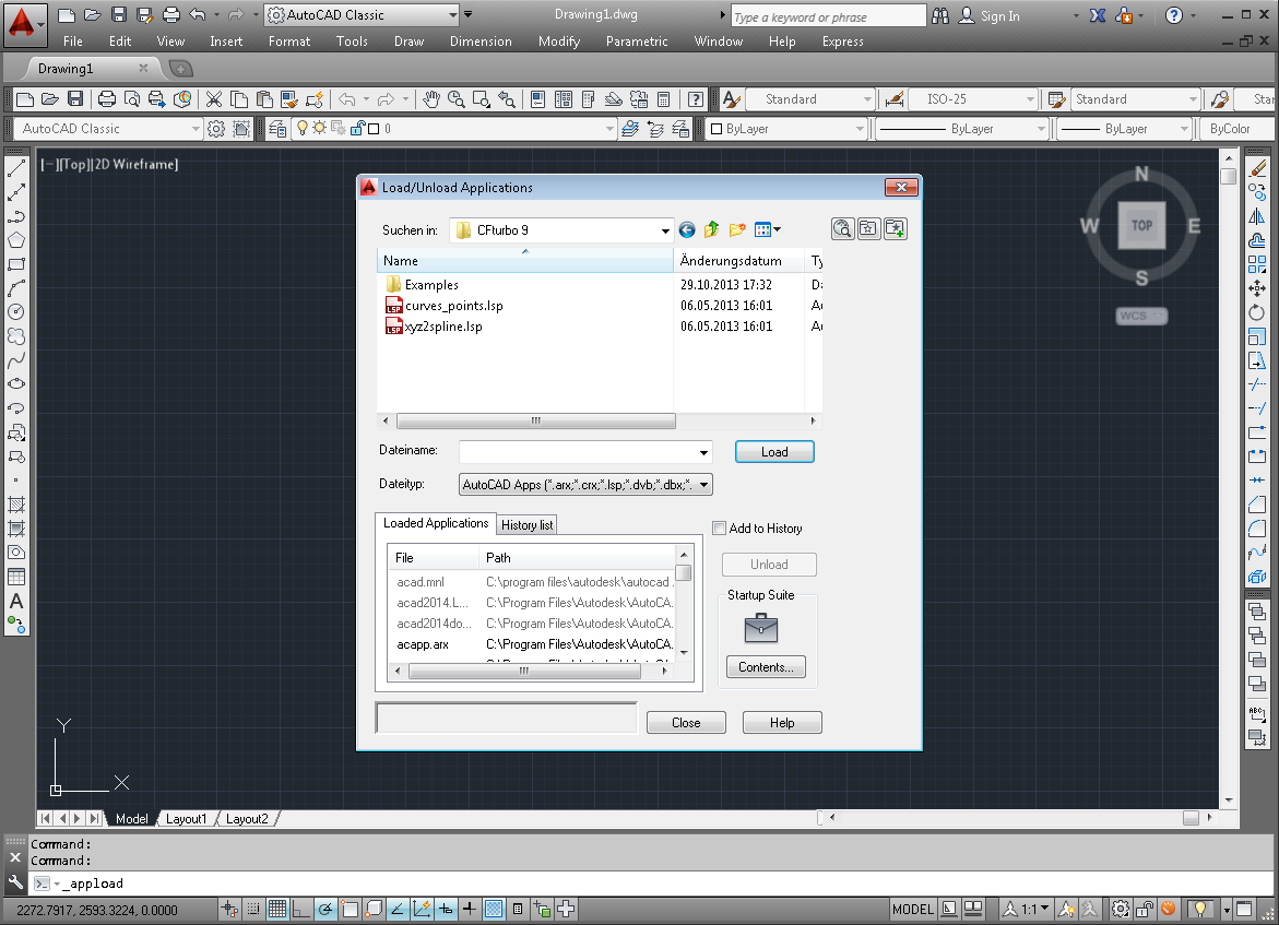 Selection of xyz2spline.lsp file Selection of xyz2spline.lsp file